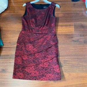 Flattery red and black layered dress